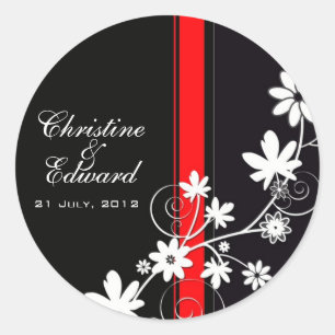 Black and Red Flower Wedding Sticker