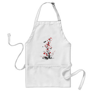 Black and Red Flowers Standard Apron