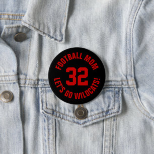 Black and Red Football Mum Jersey Number 7.5 Cm Round Badge