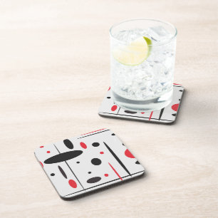 Black and Red Geometric Drink Coaster