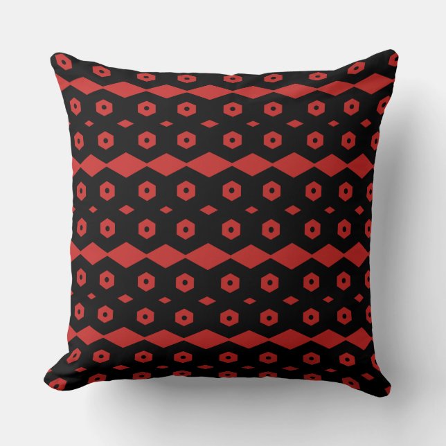 Black and Red Geometric Pattern Cushion (Front)