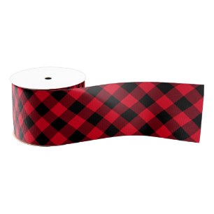 Black and Red Gingham Grosgrain Ribbon