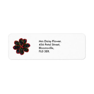 Black and Red Glitter Flower Custom Address Labels