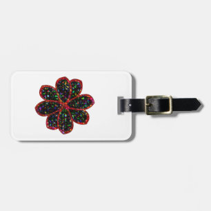 Black and Red Glitter Flower Custom Luggage Tag