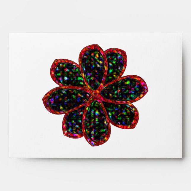 Black and Red Glitter Flower Envelope (Front)