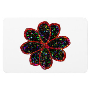 Black and Red Glitter Flower Magnet
