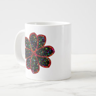 Black and Red Glitter Flower Mug