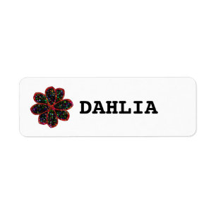 Black and Red Glitter Flower Plant Labels Labels