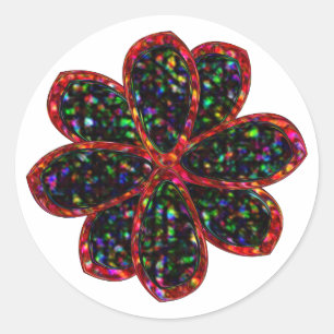 Black and Red Glitter Flower Stickers