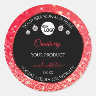 Black and Red Glitter Product Labels Logo Diamonds