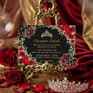 Black and Red Golden Butterfly Quinceañera Enclosure Card