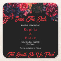 Black and Red Gothic Floral Dark Save the Date