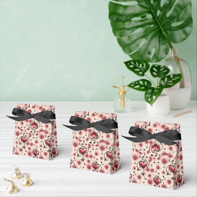 Black and Red Gothic Pattern  Favour Box (Multiple)