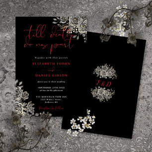 Black And Red Gothic Roses Floral Wedding Invitation