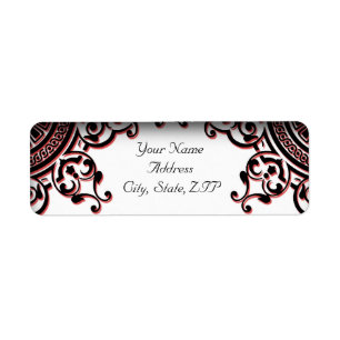 Black and Red Gothic Scroll Return Address