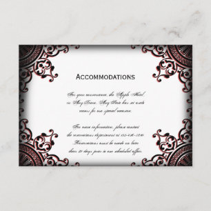 Black and Red Gothic Scroll Wedding Accomodations Enclosure Card