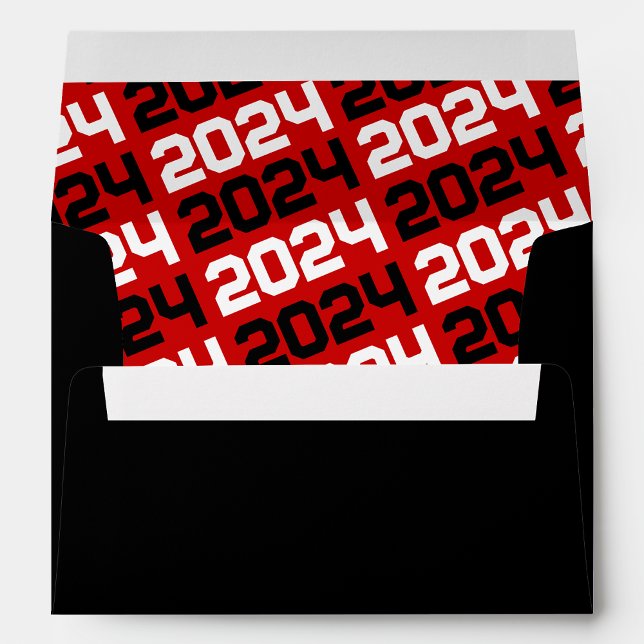 Black and Red Graduation Envelopes (Matching Envelopes, Return Address Labels & Envelope Seals)