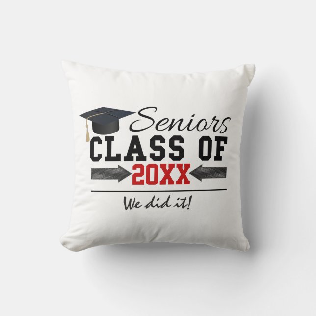 Black and Red Graduation Gear Cushion (Front)