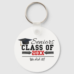 Black and Red Graduation Gear Key Ring