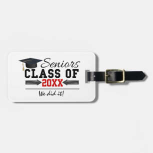 Black and Red Graduation Gear Luggage Tag