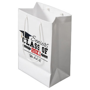 Black and Red Graduation Gear Medium Gift Bag