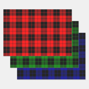 Black and Red, Green and Blue Plaid Pattern Wrapping Paper Sheet