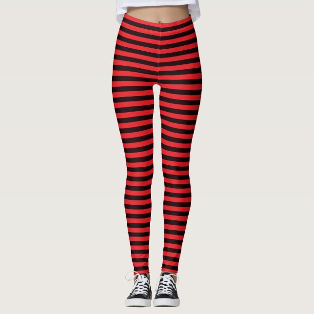 Black and Red Halloween Slasher  Leggings (Front)