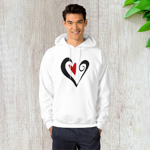 Black And Red Heart Mens Hoodie