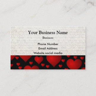 Black and red heart pattern business card