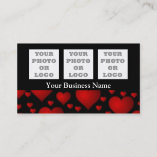 Black and red heart pattern company logo business card