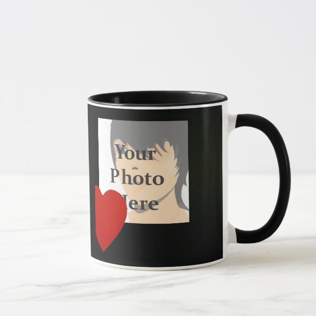 Black and Red Heart Photo Frame Mug (Right)