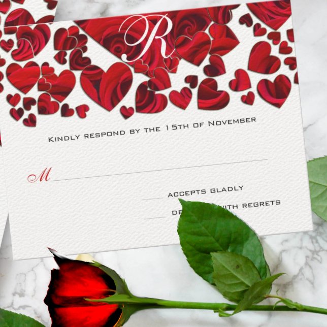 Black and Red Heart Roses Wedding RSVP (Creator Uploaded)
