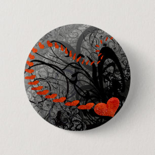 Black and Red Heart Swirls 6 Cm Round Badge