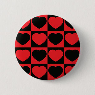 black and red hearts button