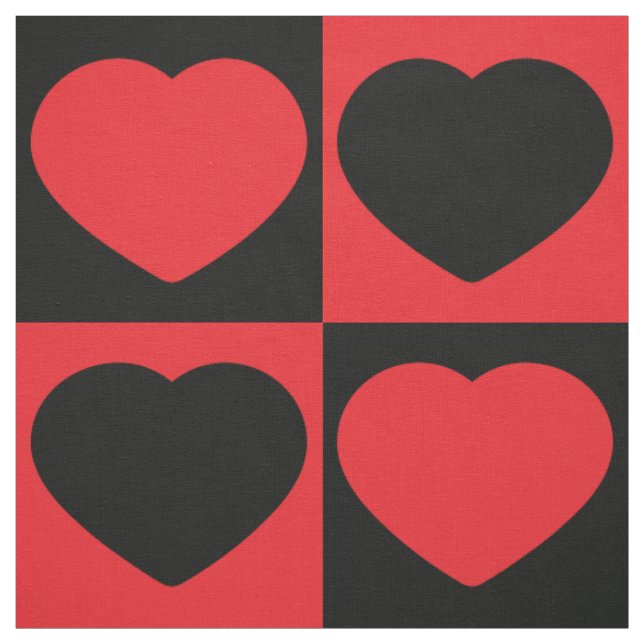 black and red hearts fabric (Swatch)