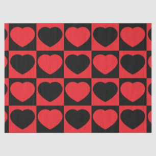 black and red hearts tissue paper