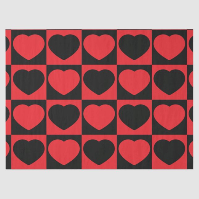black and red hearts tissue paper (Front)
