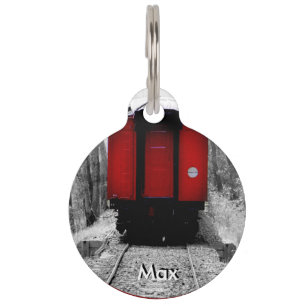 Black and Red Heritage Railroad Train Pet Tag