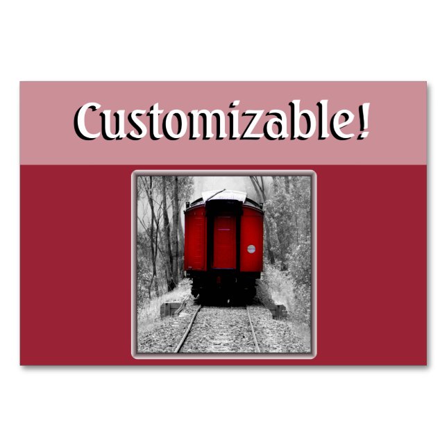 Black and Red Heritage Railroad Train Table Number (Front)