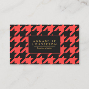 Black and Red Houndstooth Business Card