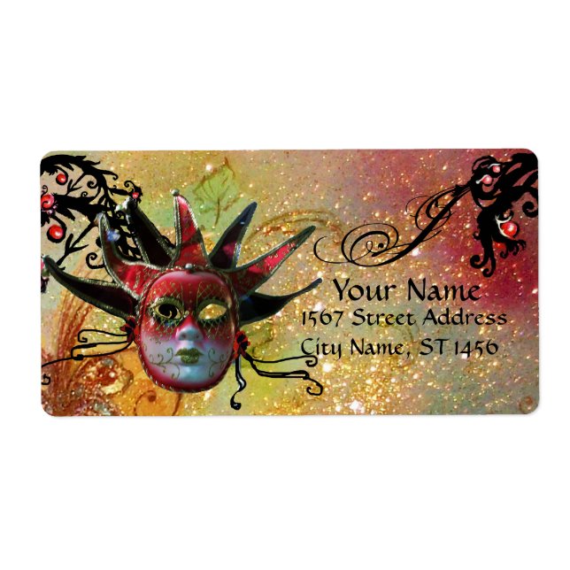 BLACK AND RED JESTER MASK ,Masquerade Party Yellow (Front)