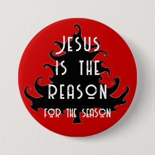 Black and Red Jesus is the Reason Christmas Pin