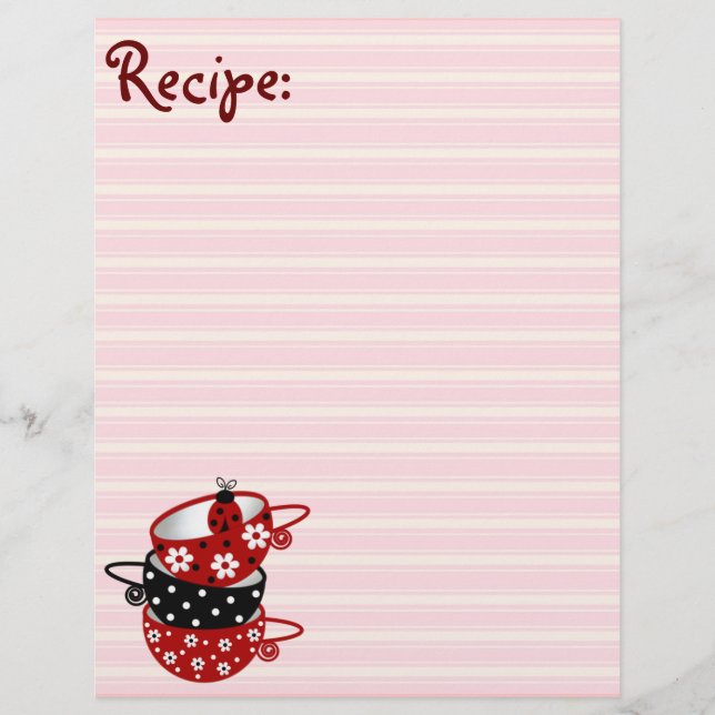 Black and Red Ladybug Recipe Paper (Front)