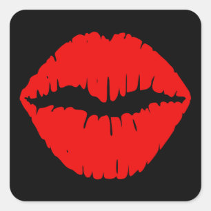 Black and Red Lipstick Square Sticker