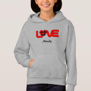 Black and Red Love Pullover Hooded Sweatshirt