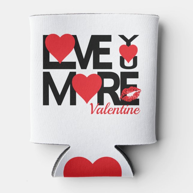 Black and Red Love You More Can Cooler (Front)