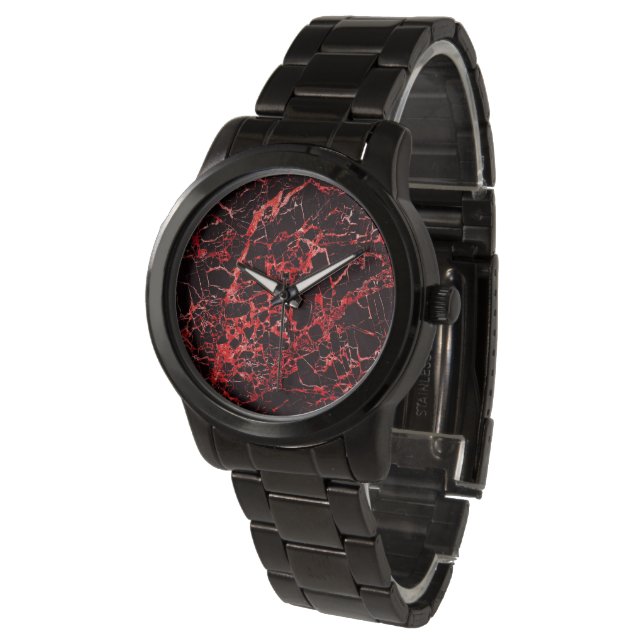 Black and Red Marble, Watch (Angled)