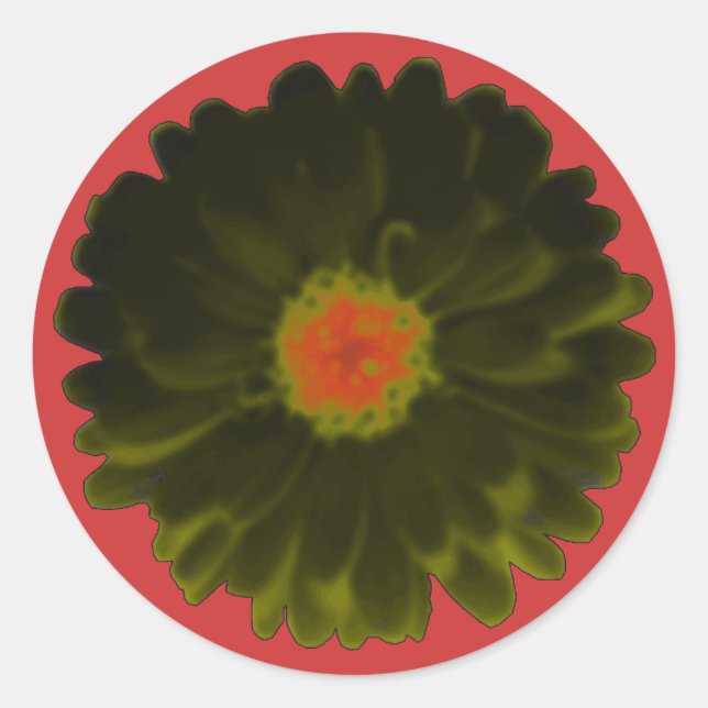 Black and Red Marigold Round Stickers (Front)