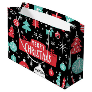Black and Red Merry Christmas Gift Bag