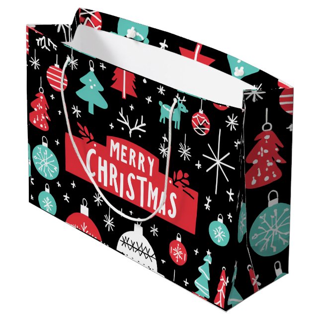 Black and Red Merry Christmas Gift Bag (Back Angled)